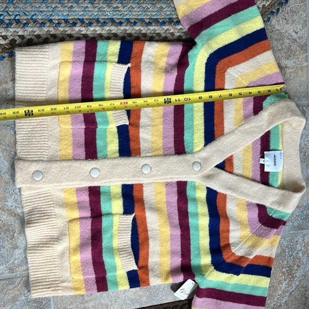 Free People x Found Multi-Stripe Cardigan Sweater Size Medium NWT - Picture 9 of 14